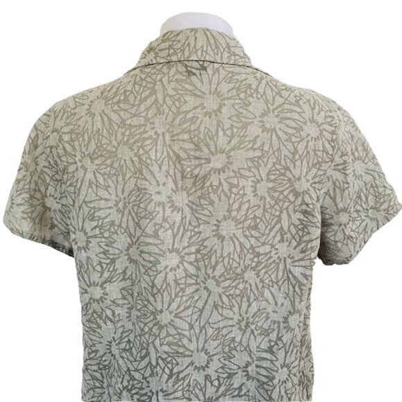 Woolrich Floral Linen Button Down Blouse Shirt Size M - Picture 11 of 12